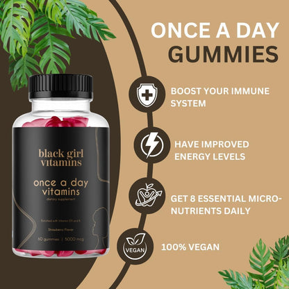 Black Girl Vitamins Look Good Feel Good Bundle – Hair Skin & Nails + Vitamin D3 2000IU + Once a Day Multivitamin
