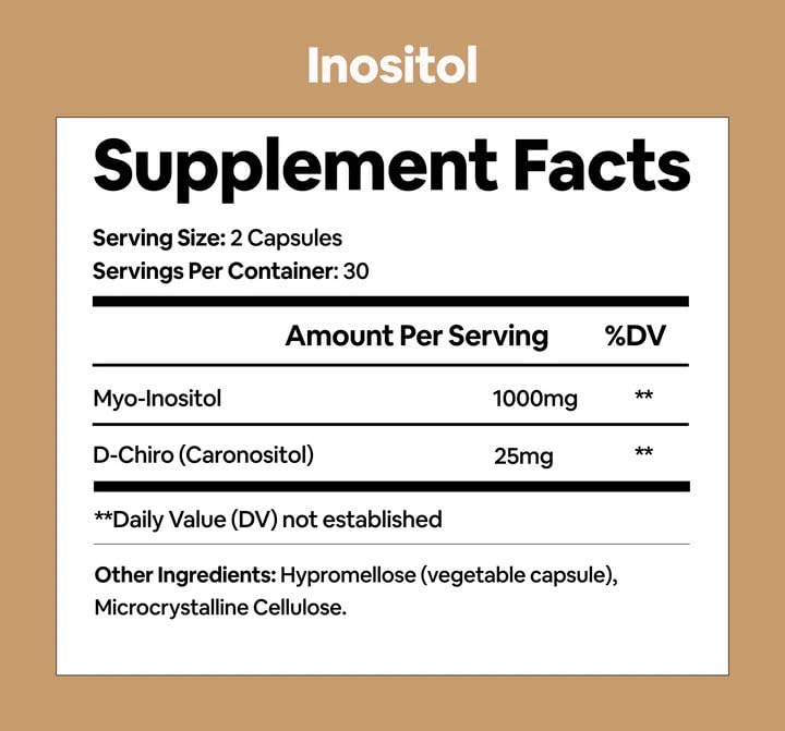 Black Girl Vitamins Inositol Supplement, 2000mg Myo + 50mg D-Chiro, Vegan Capsules to Support Hormone Balance, Healthy Ovarian & Menstrual Wellness, 60 Count