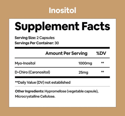 Black Girl Vitamins Inositol Supplement, 2000mg Myo + 50mg D-Chiro, Vegan Capsules to Support Hormone Balance, Healthy Ovarian & Menstrual Wellness, 60 Count