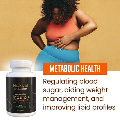 Black Girl Vitamins Inositol Supplement, 2000mg Myo + 50mg D-Chiro, Vegan Capsules to Support Hormone Balance, Healthy Ovarian & Menstrual Wellness, 60 Count
