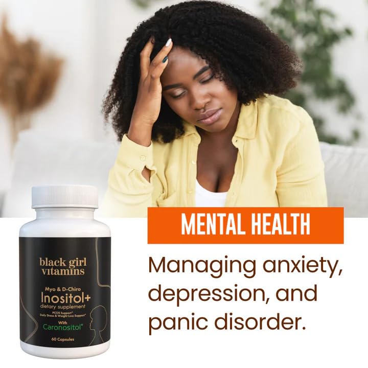 Black Girl Vitamins Inositol Supplement, 2000mg Myo + 50mg D-Chiro, Vegan Capsules to Support Hormone Balance, Healthy Ovarian & Menstrual Wellness, 60 Count