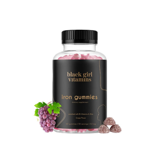Black Girl Vitamins Iron Gummies 20 mg – Supports Iron Deficiency & Anemia | Gluten Free • Gelatin Free • Made in USA • Grape • 60 Count BritishVita | Premium UK Vitamins & Wellness Supplements