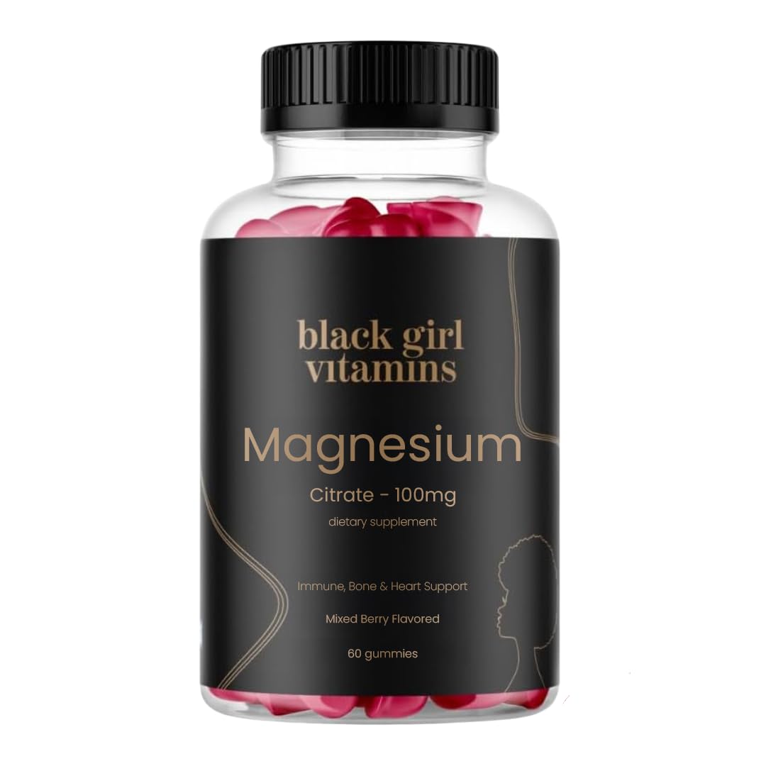 Black Girl Vitamins Magnesium Gummies - 100mg per Serving | Sleep, Immunity & Bone Support | Gluten-Free 60ct