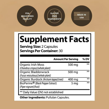 Organic Sea Moss Capsules – 92 Minerals | Vegan Immune & Thyroid Support