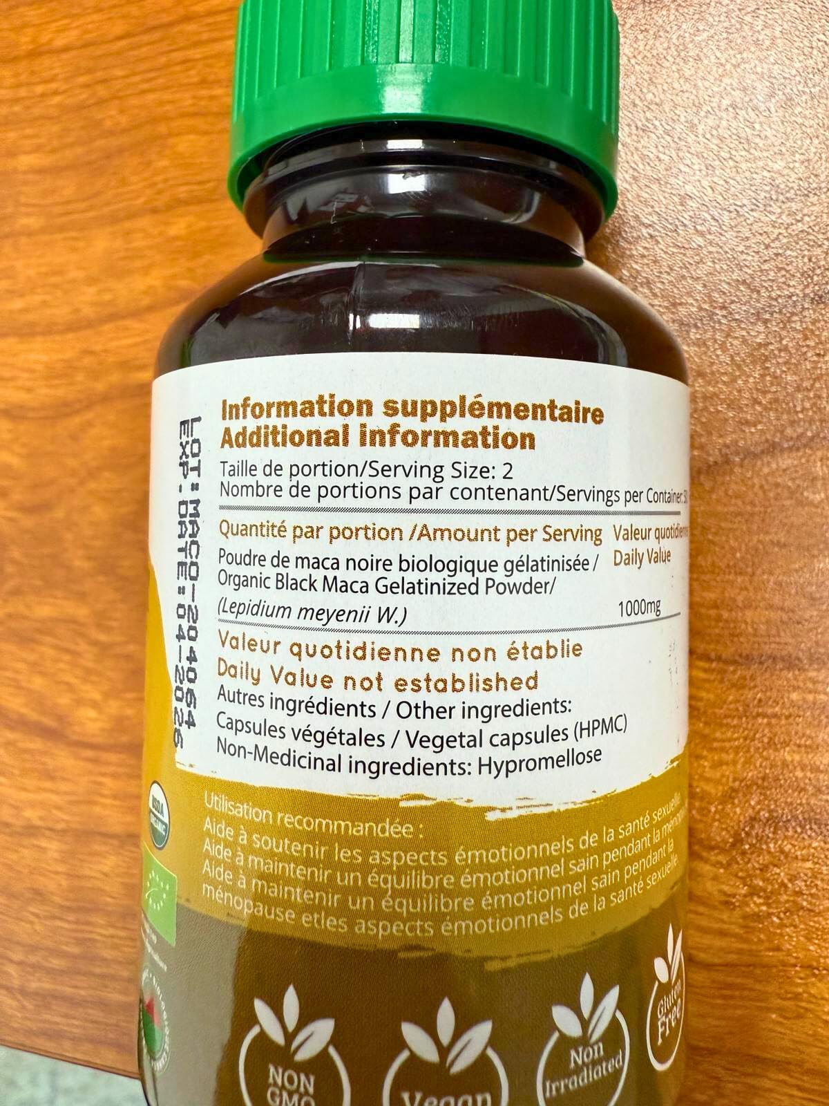 Black Maca Root Capsules – Organic Vegan, 1500mg per Serving | Men's Health