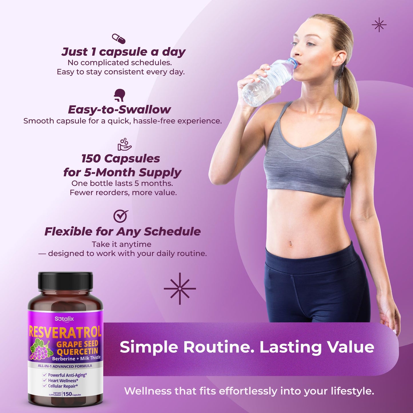 Resveratrol with Grape Seed + Quercetin, Berberine & Milk Thistle - USA Made