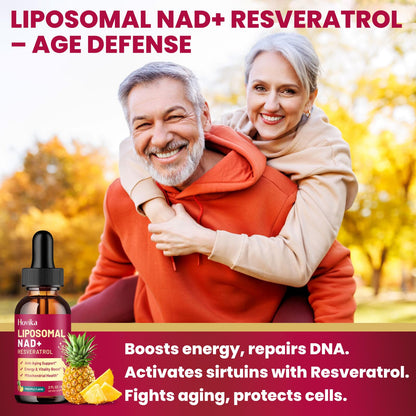 Liposomal NAD Supplement – 1200mg NAD+ Liquid Drops with Trans-Resveratrol & Black Pepper (Pineapple, 2 fl oz)