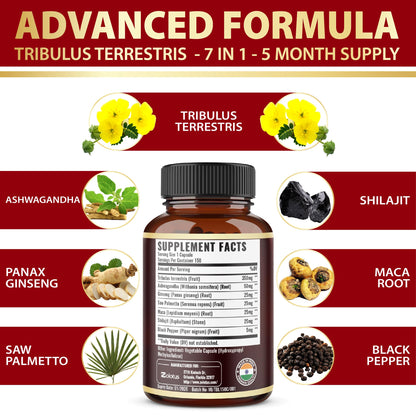 Tribulus Terrestris Supplement for Men & Women - 150 Capsules (5-Month Supply)