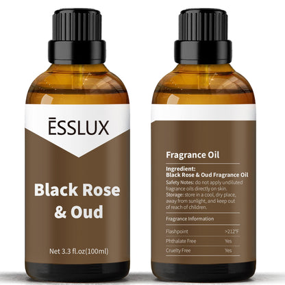Black Rose & Oud Fragrance Oil – ESSLUX 100 ml (3.3 oz) Premium Scent for Diffusers, Candles, Soap