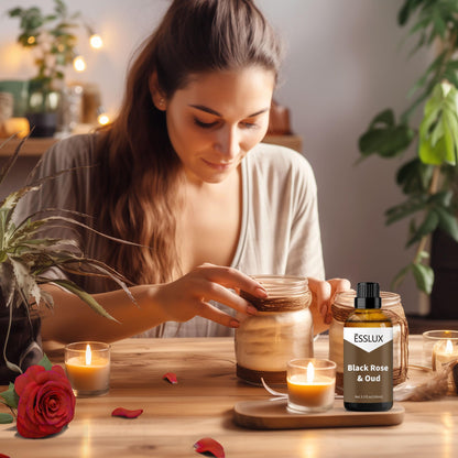 Black Rose & Oud Fragrance Oil – ESSLUX 100 ml (3.3 oz) Premium Scent for Diffusers, Candles, Soap