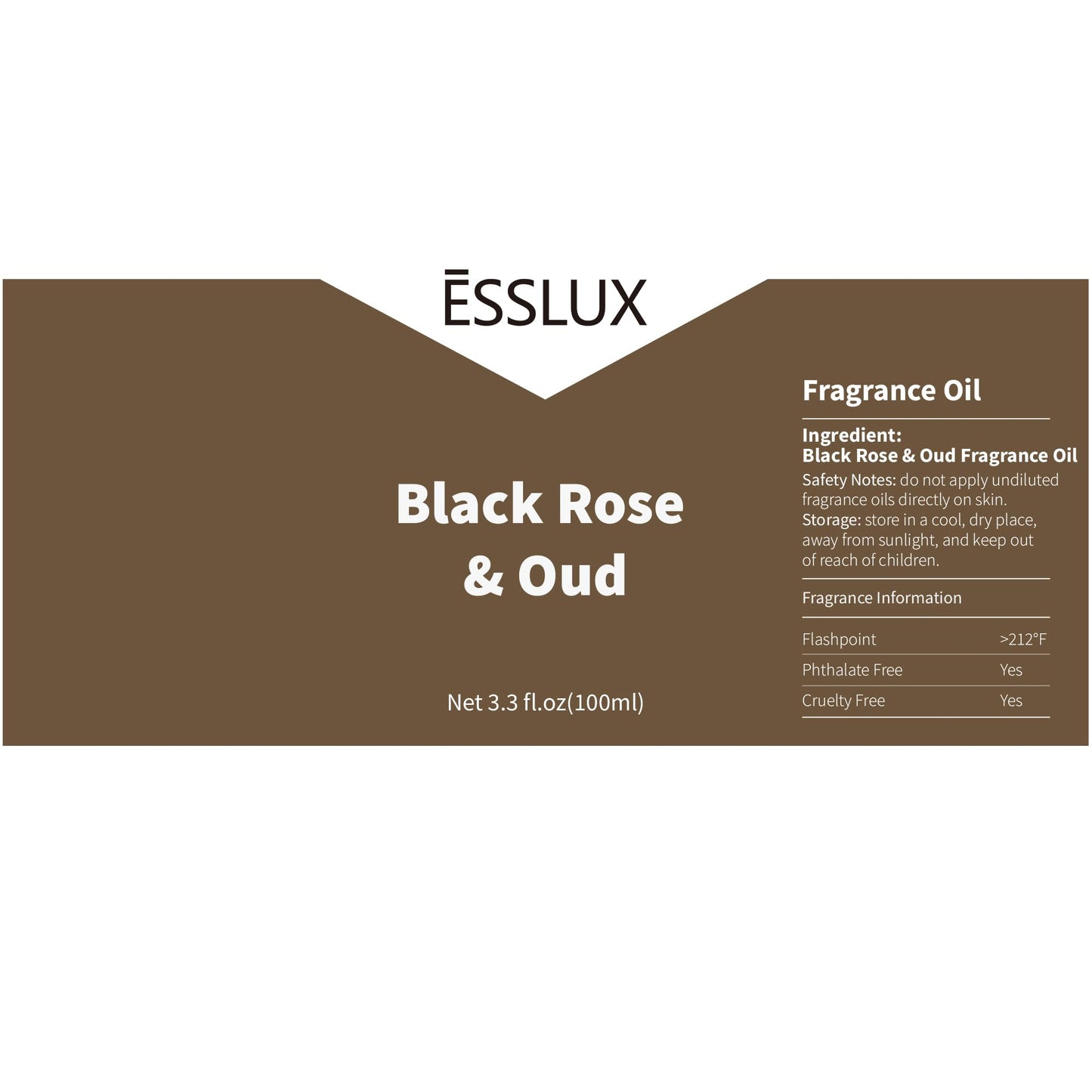 Black Rose & Oud Fragrance Oil – ESSLUX 100 ml (3.3 oz) Premium Scent for Diffusers, Candles, Soap