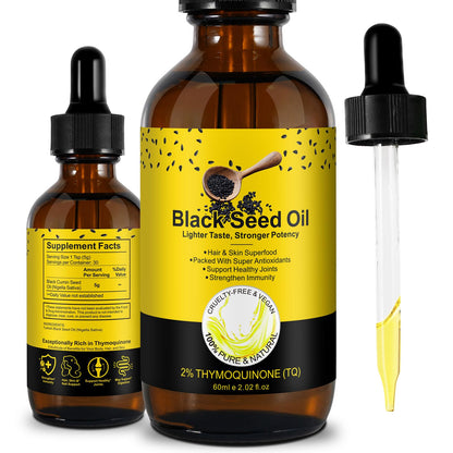 Black Seed Oil Organic Cold Pressed - 100% Pure Cumin Seed Oil for Hair & Skin