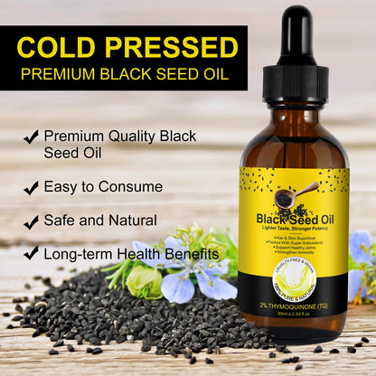 Black Seed Oil Organic Cold Pressed - 100% Pure Cumin Seed Oil for Hair & Skin