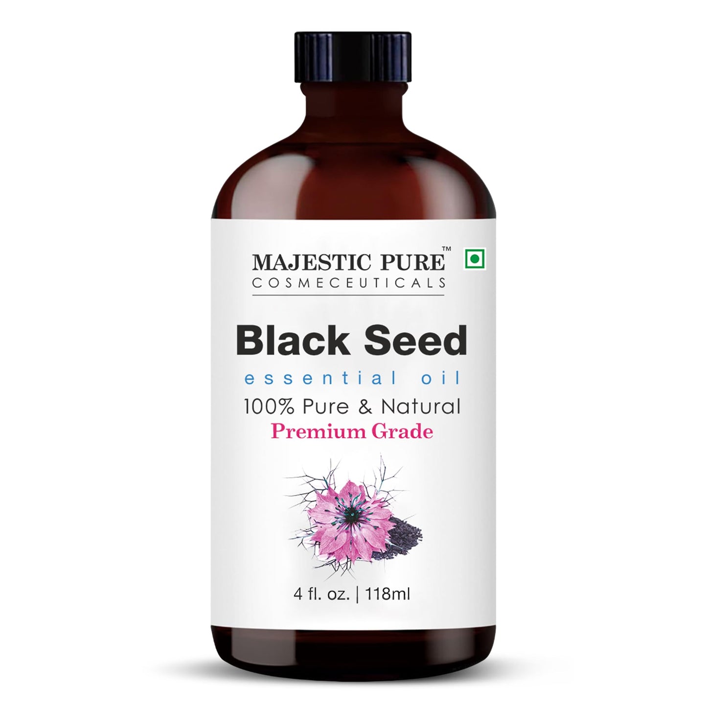 Majestic Pure Black Seed Oil - 4 oz, 100% Pure & Natural with Glass Dropper