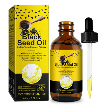 Black Seed Oil – Cold-Pressed, Natural for Hair & Skin Care (2.02 fl oz)