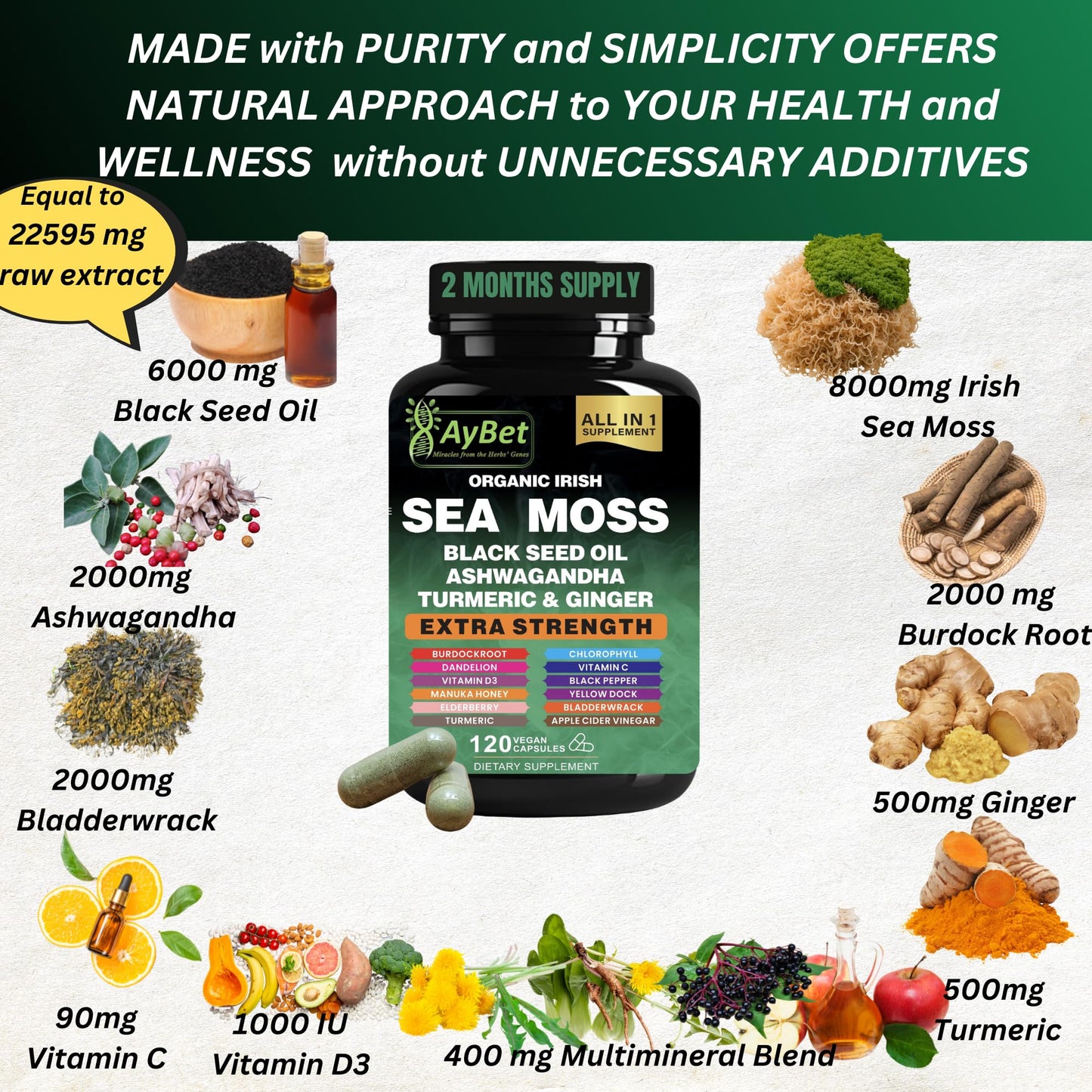 Organic Irish Sea Moss & 16-in-1 Herbal Capsule – Halal, Vegan