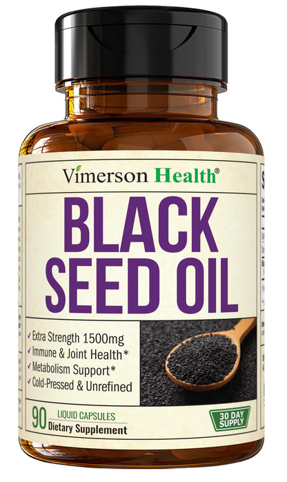 Black Seed Oil Capsules - Cold-Pressed 1500mg, Vegan 90 Caps
