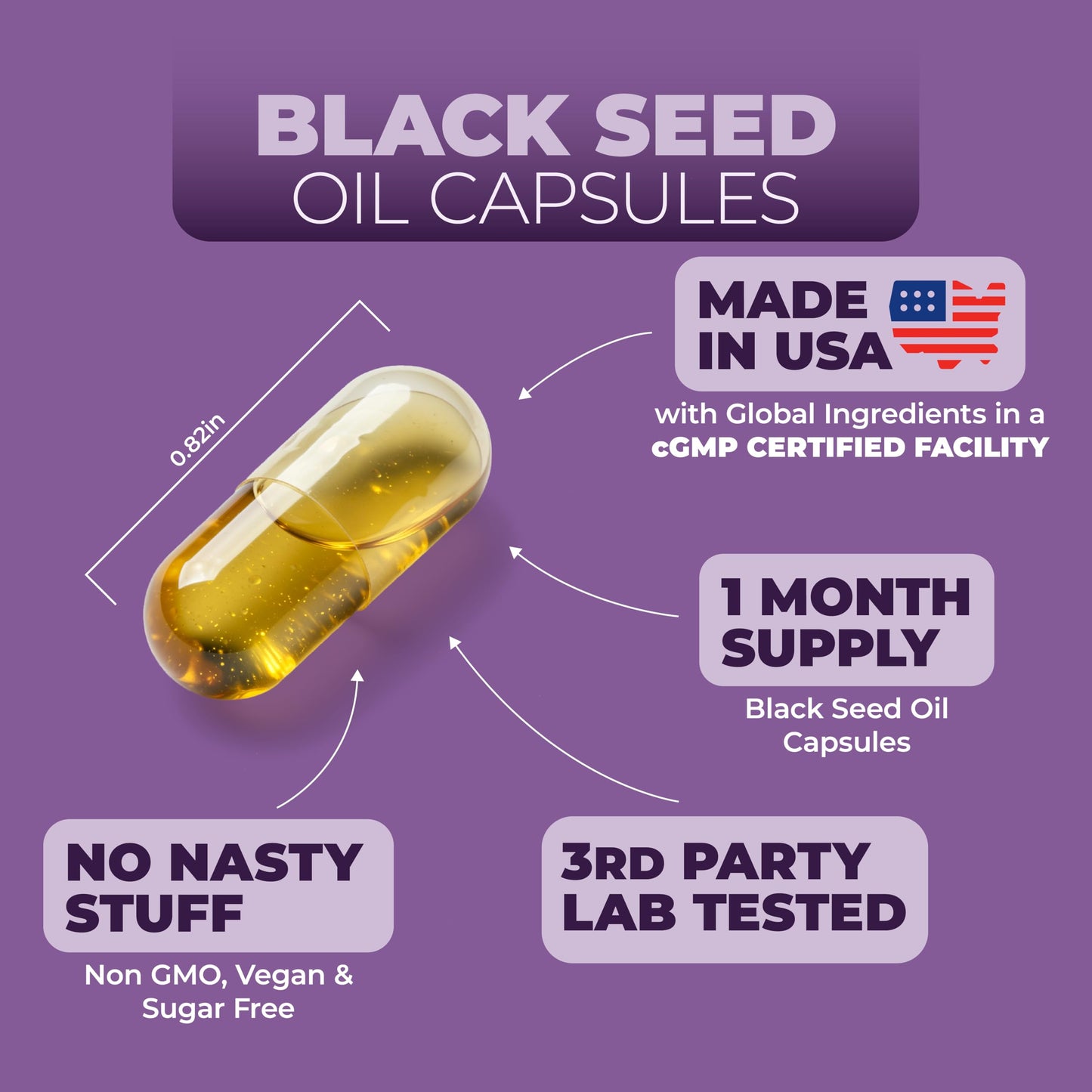 Black Seed Oil Capsules - Cold-Pressed 1500mg, Vegan 90 Caps