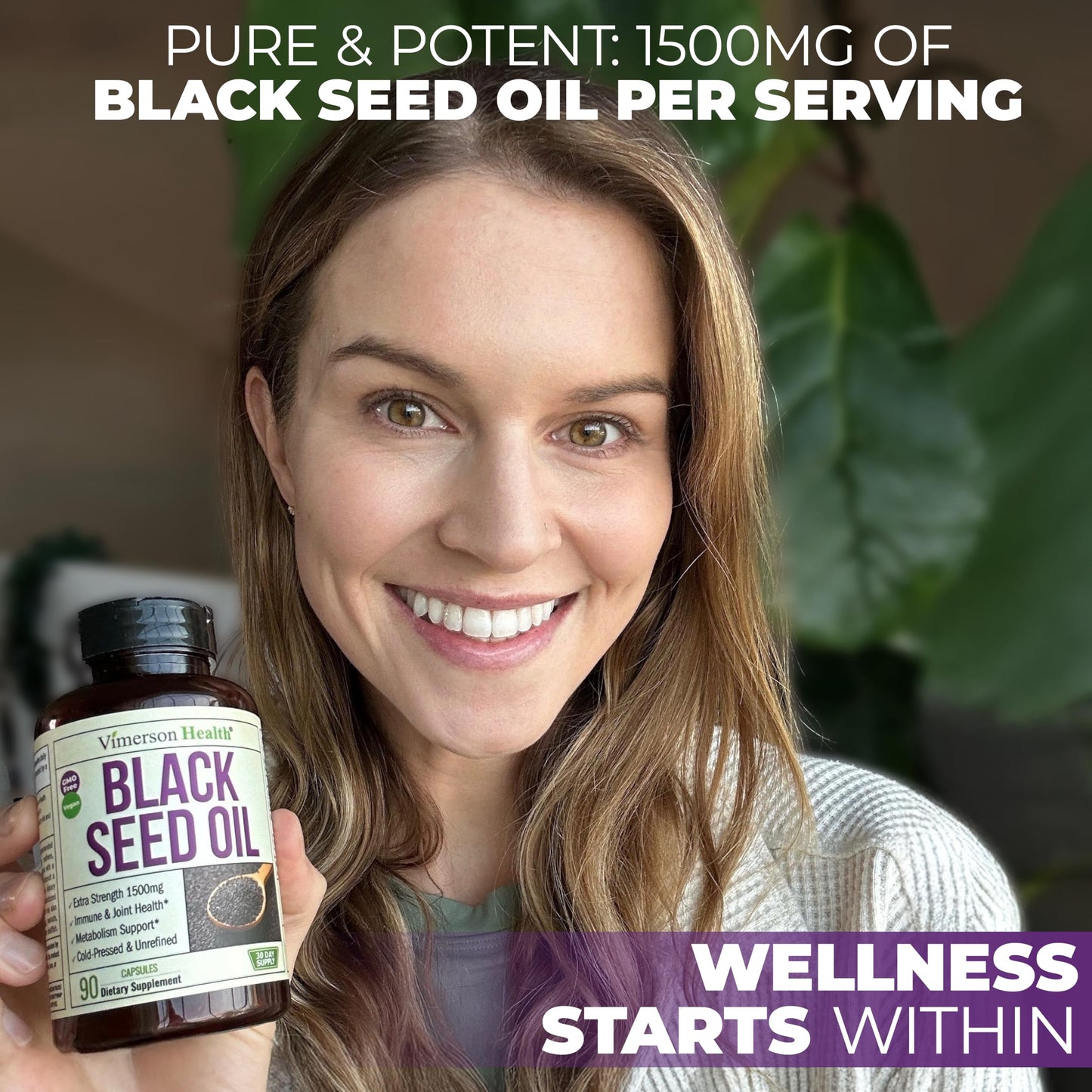 Black Seed Oil Capsules - Cold-Pressed 1500mg, Vegan 90 Caps