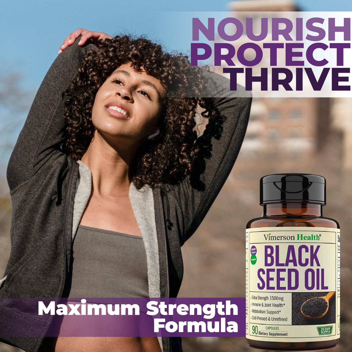 Black Seed Oil Capsules - Cold-Pressed 1500mg, Vegan 90 Caps