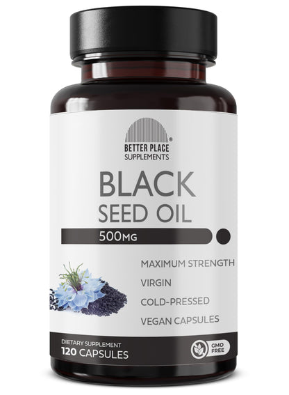 Black Seed Oil Capsules | Non-GMO & Vegan | Cold-Pressed 500mg