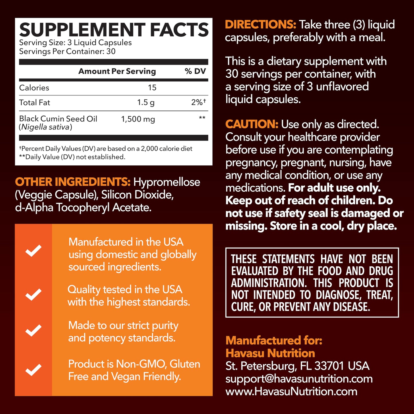 Cold Pressed Black Seed Oil Capsules 1500mg | Immune Support, Digestive Health & Hair & Skin - Nigella Sativa
