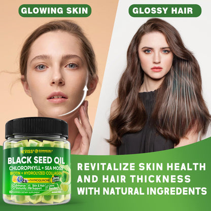 Black Seed Oil Gummies with Chlorophyll and Sea Moss – 500mg