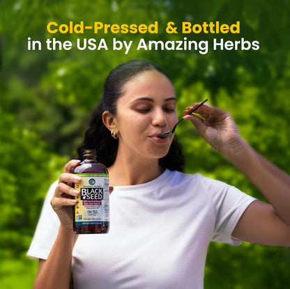 Amazing Herbs Premium Black Seed Oil - Cold Pressed, Gluten Free & Non-GMO - Digestive Health, Immune Support, Brain Function (1 oz) Pack of 3