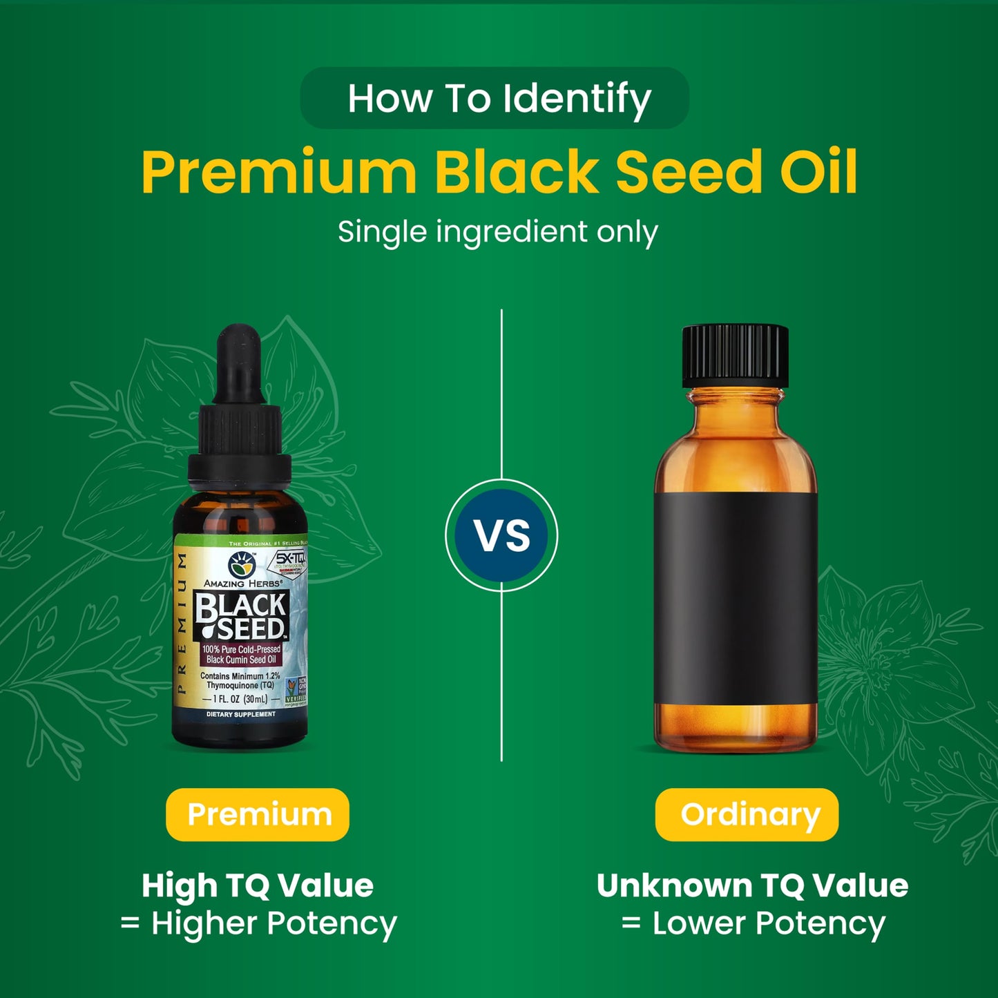 Amazing Herbs Premium Black Seed Oil - Cold Pressed, Gluten Free & Non-GMO - Digestive Health, Immune Support, Brain Function (1 oz) Pack of 3
