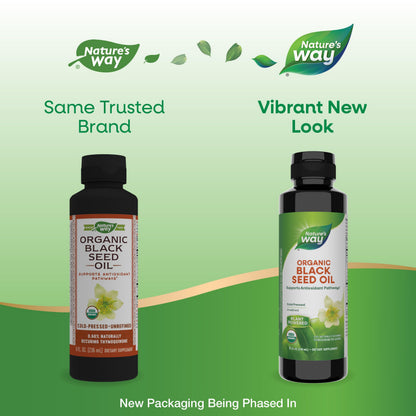 Nature's Way Organic Black Seed Oil - Supports Antioxidant Pathways* | Cold-Pressed, Vegan, Gluten Free, 8 fl oz (Packaging May Vary)