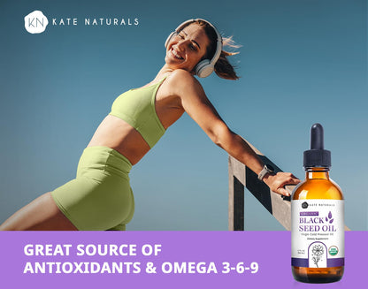 Kate Naturals Organic Black Seed Oil (2oz) – Virgin, Cold-Pressed Nigella Sativa