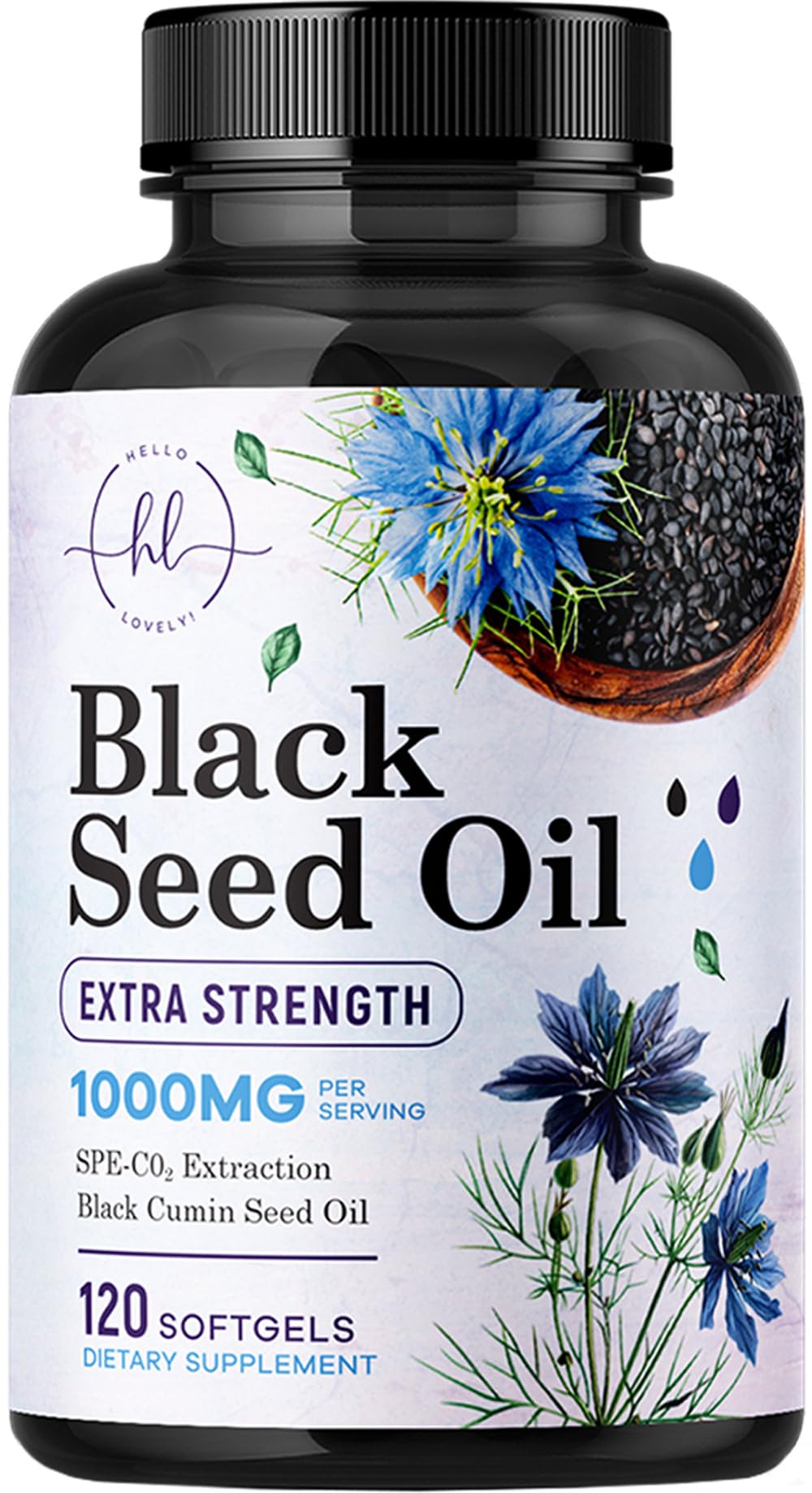Black Seed Oil Softgels 1000mg – Premium Nigella Sativa Blackseed, Non-GMO, USA Bottled