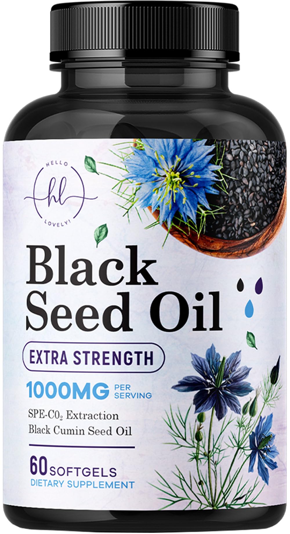 Black Seed Oil Softgels 1000mg - Premium Nigella Sativa Blackseed, Immune Support & Skin Health