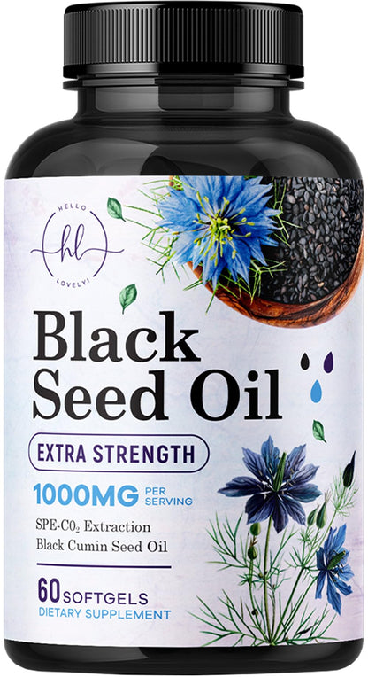 Black Seed Oil Softgels 1000mg - Premium Nigella Sativa Blackseed, Immune Support & Skin Health