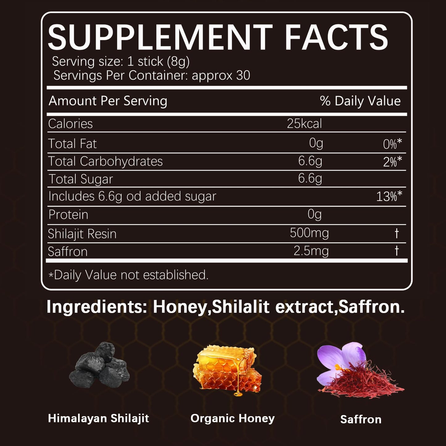 Himalayan Shilajit Honey Sticks – 30 Sticks, 75%+ Fulvic Acid, 85%+ Trace Minerals