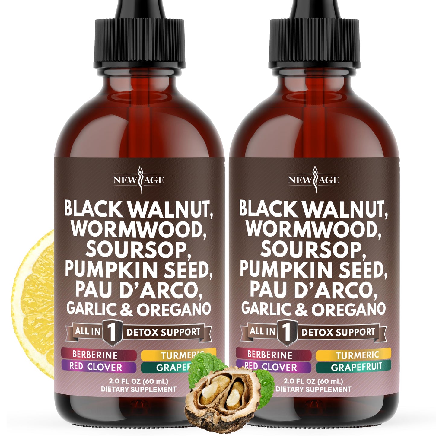 Black Walnut Wormwood Cleanse Drops - 4oz Liquid Tincture with Soursop & Herbs