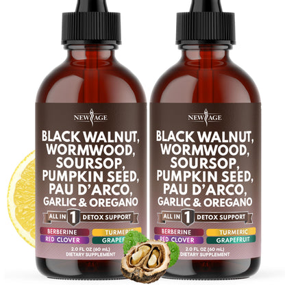 Black Walnut Wormwood Cleanse Drops - 4oz Liquid Tincture with Soursop & Herbs
