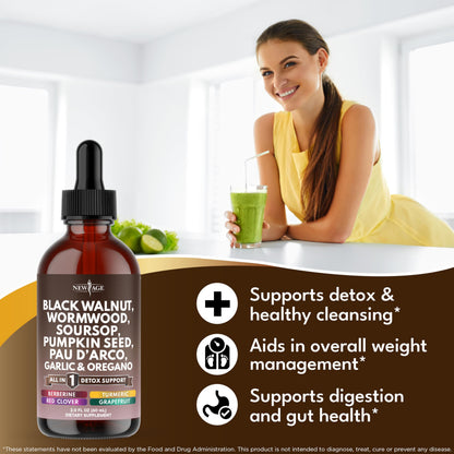 Black Walnut Wormwood Cleanse Drops - 4oz Liquid Tincture with Soursop & Herbs
