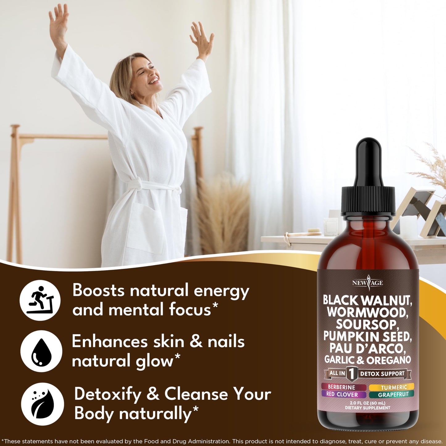 Black Walnut Wormwood Cleanse Drops - 4oz Liquid Tincture with Soursop & Herbs