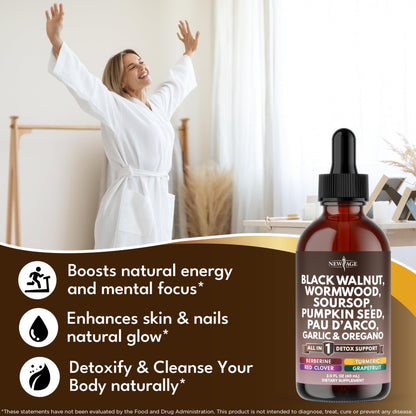 Black Walnut Wormwood Cleanse Drops - 4oz Liquid Tincture with Soursop & Herbs