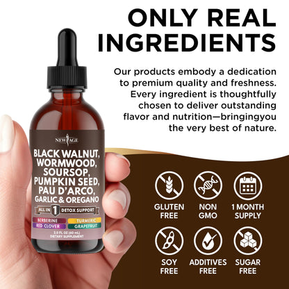 Black Walnut Wormwood Cleanse Drops - 4oz Liquid Tincture with Soursop & Herbs