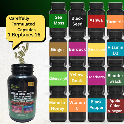 Organic Irish Sea Moss & 16-in-1 Herbal Capsule – Halal, Vegan
