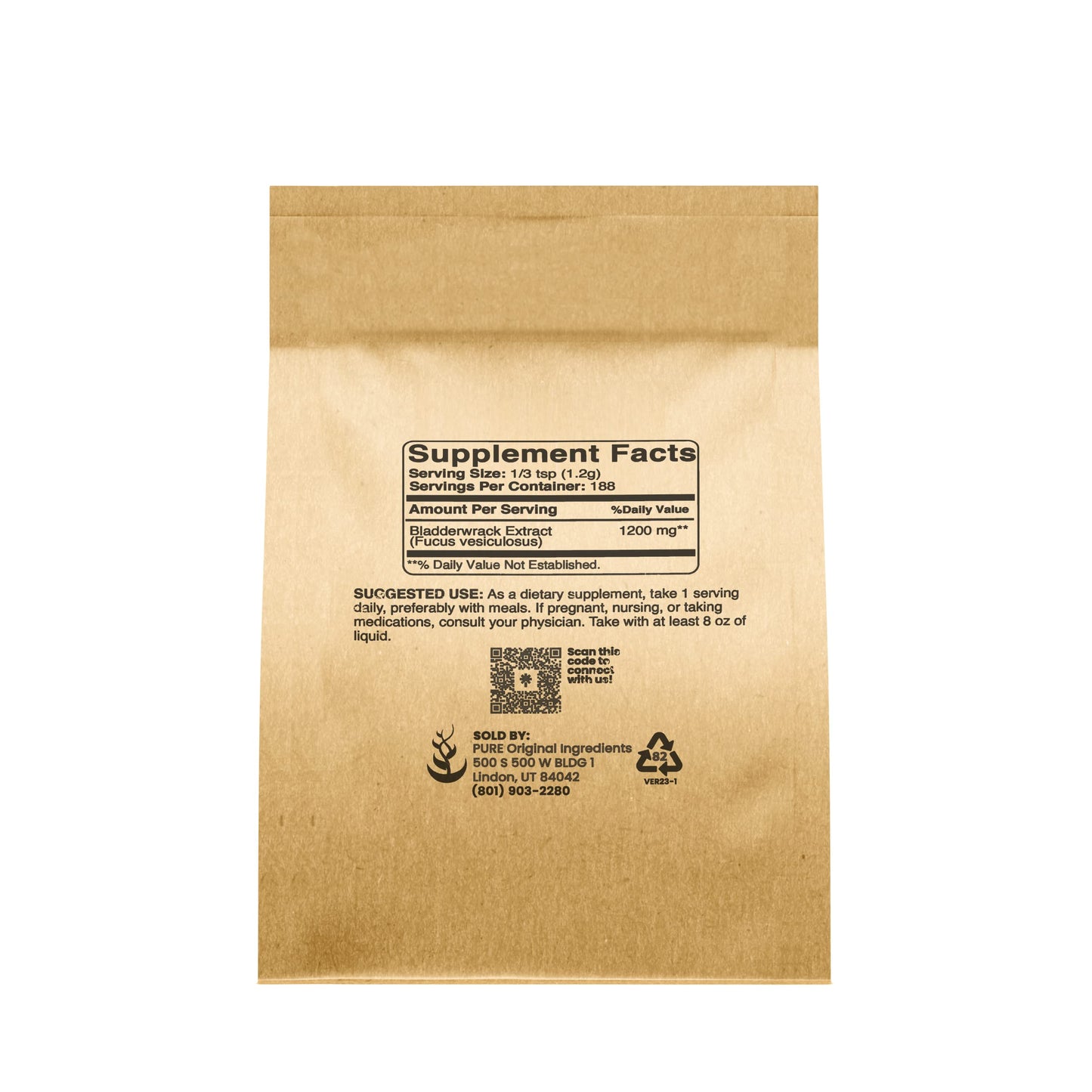 PURE ORIGINAL INGREDIENTS Bladderwrack Powder (8oz) - Fucus Vesiculosus | Herbal Supplement