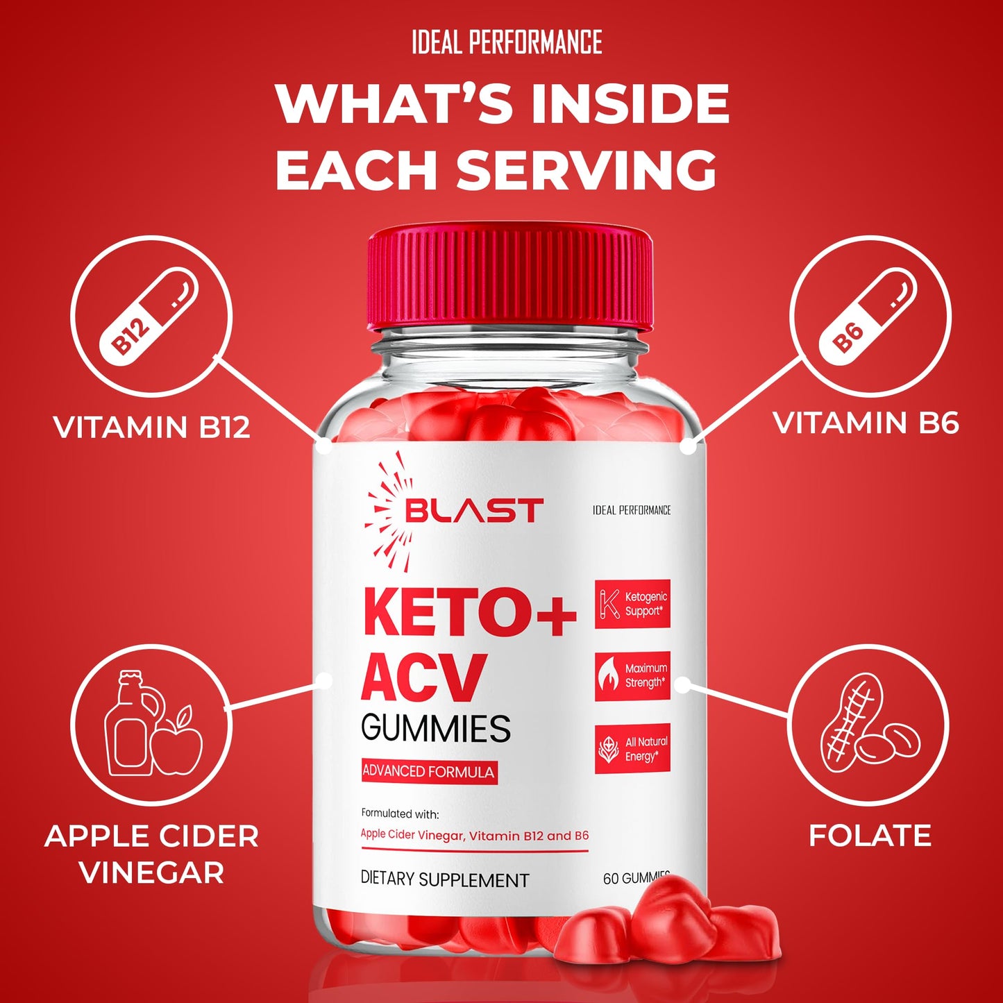 Blast Keto ACV Gummies | Keto Blast ACV Gummies - Maximum Strength Keto+ACV (5 Pack)