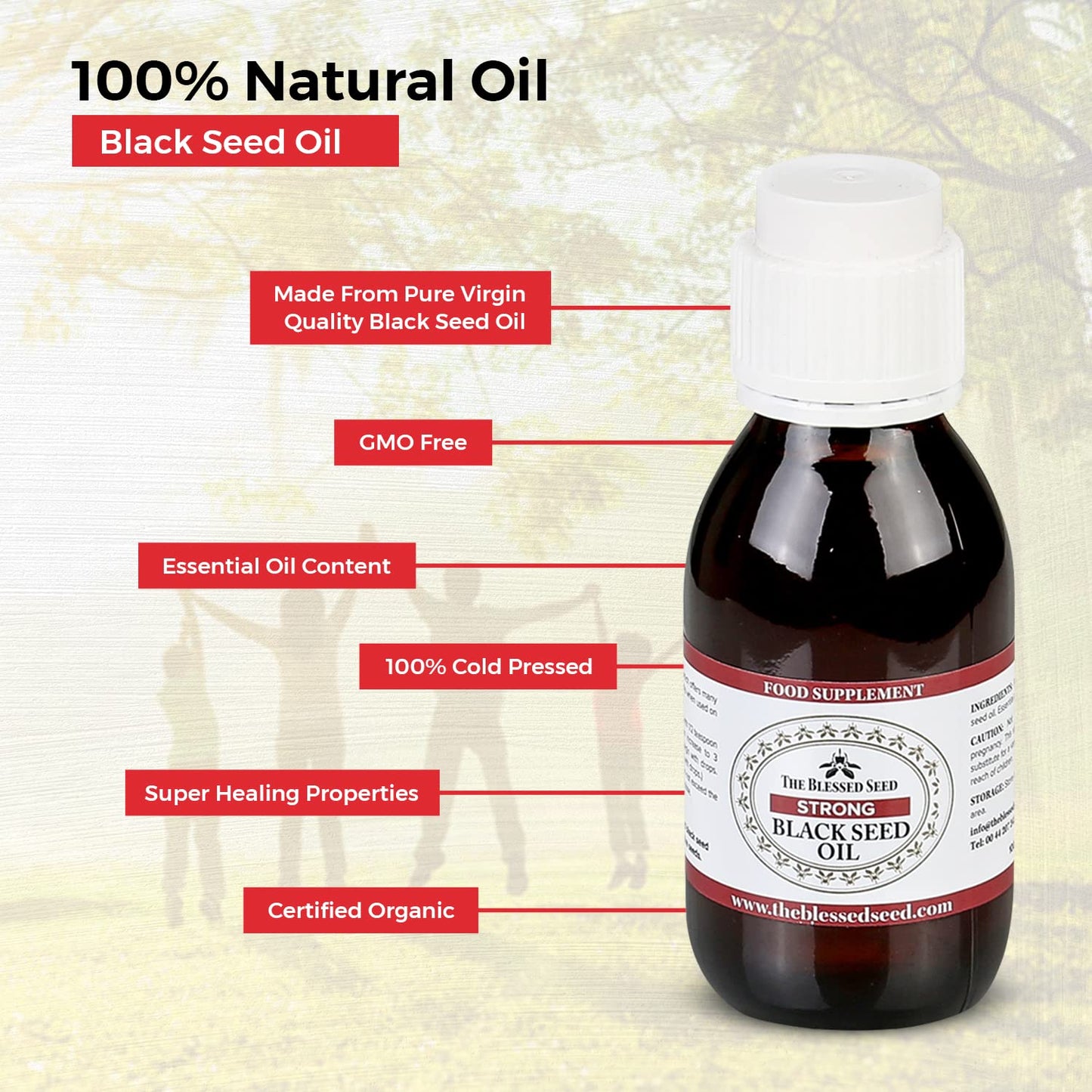The Blessed Seed Strong Black Seed Oil – 100 ml | 100% Pure, Slow Cold-Pressed Antioxidant Health Supplement