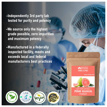 Blessfull Healing Organic Pink Guava Powder – 100% Pure & Natural, 100 g (3.52 oz)