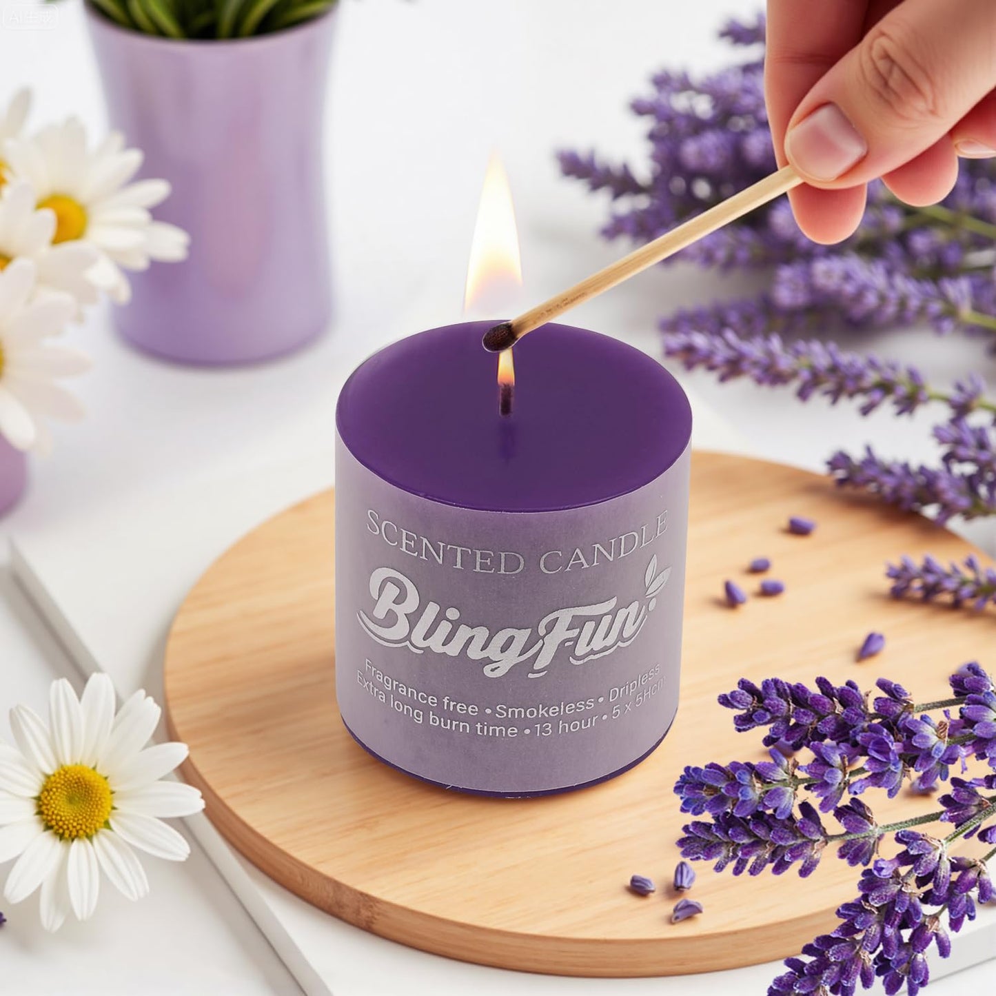 Blingfun 4-Piece Flower Scented Candle Gift Set | 3.2oz Natural Soy Wax, Long-Lasting Fragrance