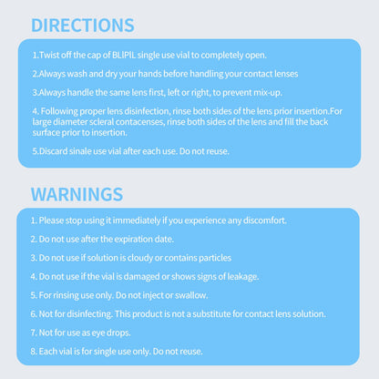 BLIPIL Preservative-Free Saline Solution for Contact Lenses - 5mL Travel Pack (100)