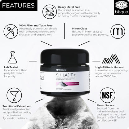 Blisque Shilajit Resin - Organic Himalayan Supplement for Women’s Health | 60g