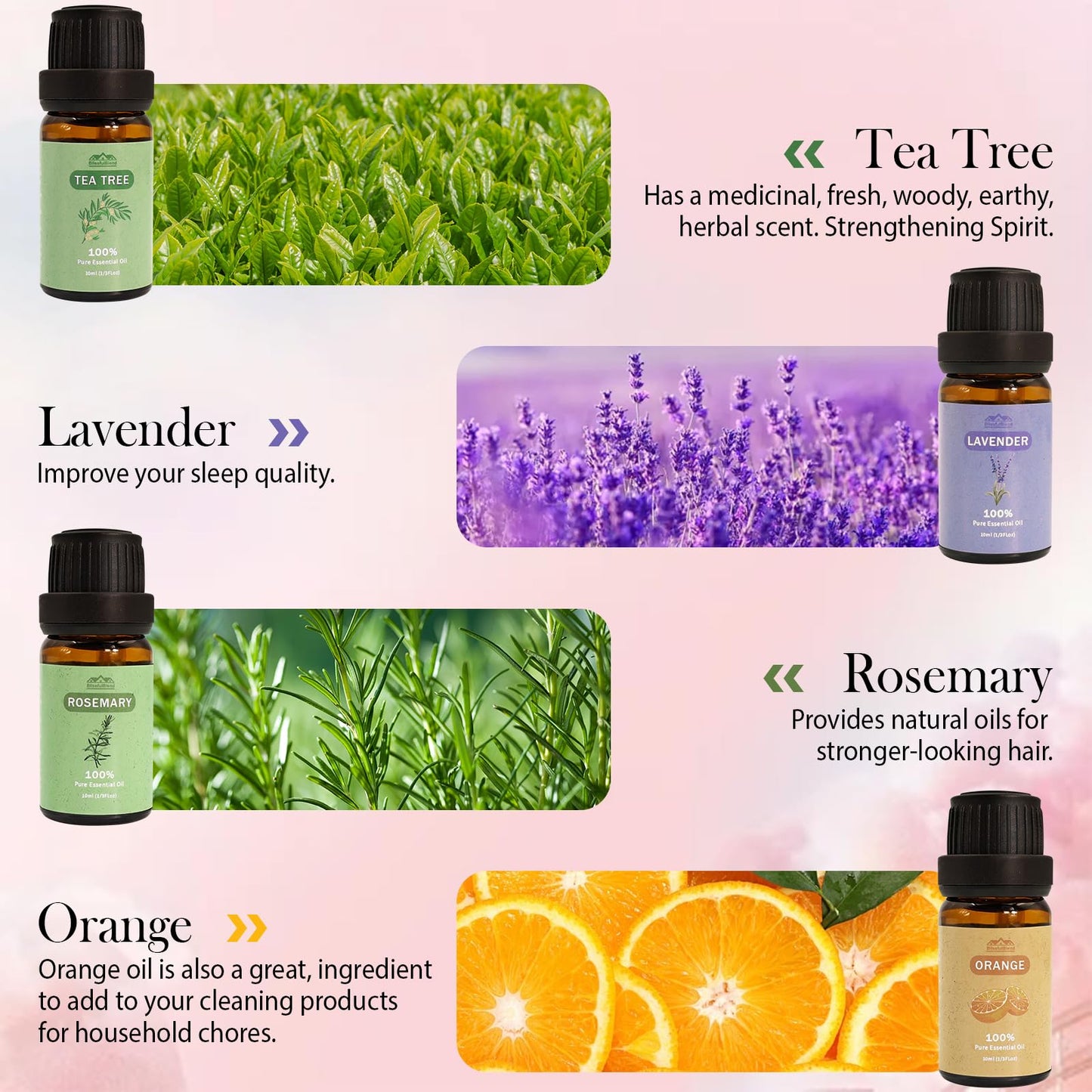 BlissfulBlend 8-Piece Pure Essential Oils Gift Set – Peppermint, Lavender, Eucalyptus & More